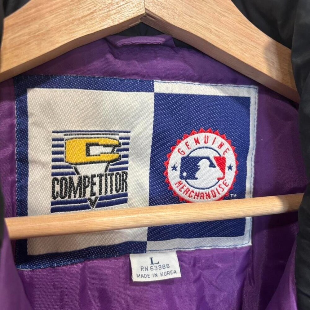 Vintage Colorado Rockies Puffer Jacket 90s MLB Purple Black Men’s Large - Picture 7 of 8
